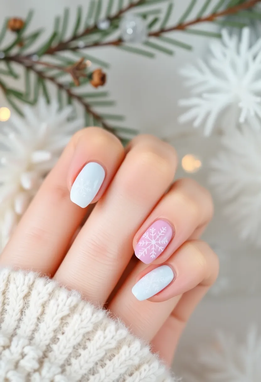50 Winter Nail Ideas for 2025's Cozy - 34. Layered Snowflakes