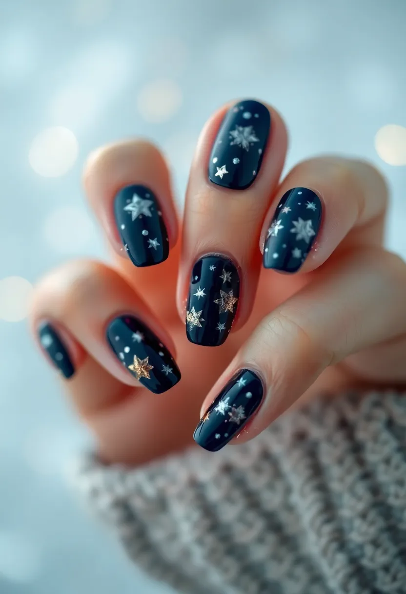 50 Winter Nail Ideas for 2025's Cozy - 37. Twinkling Stars