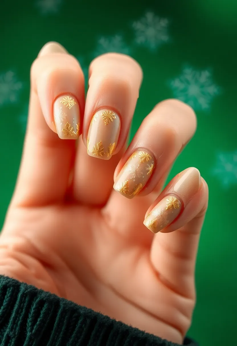 50 Winter Nail Ideas for 2025's Cozy - 39. Shining Gold Accents