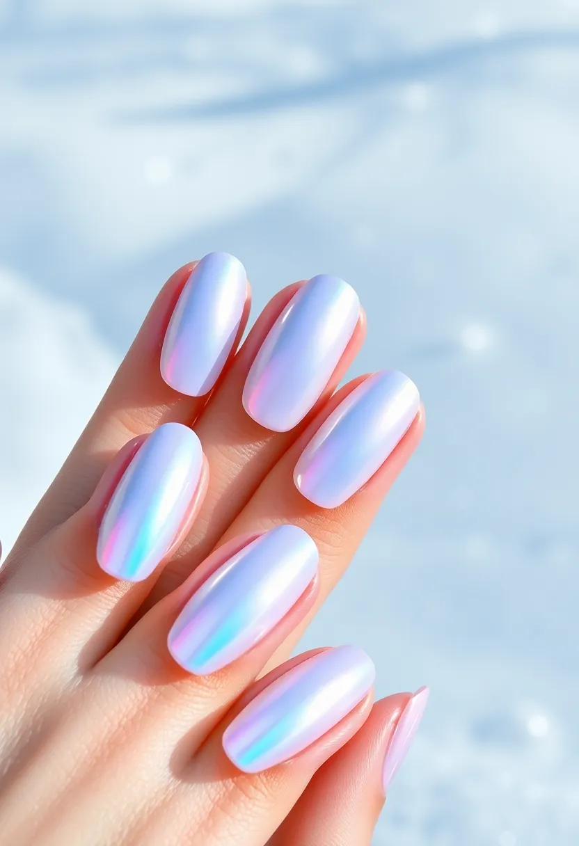 50 Winter Nail Ideas for 2025's Cozy - 40. Pearlescent Dreams