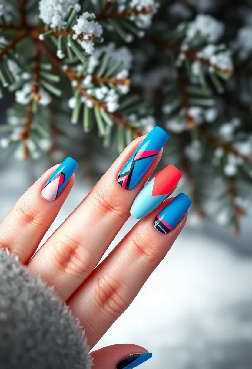 50 Winter Nail Ideas for 2025's Cozy - 41. Geometric Patterns