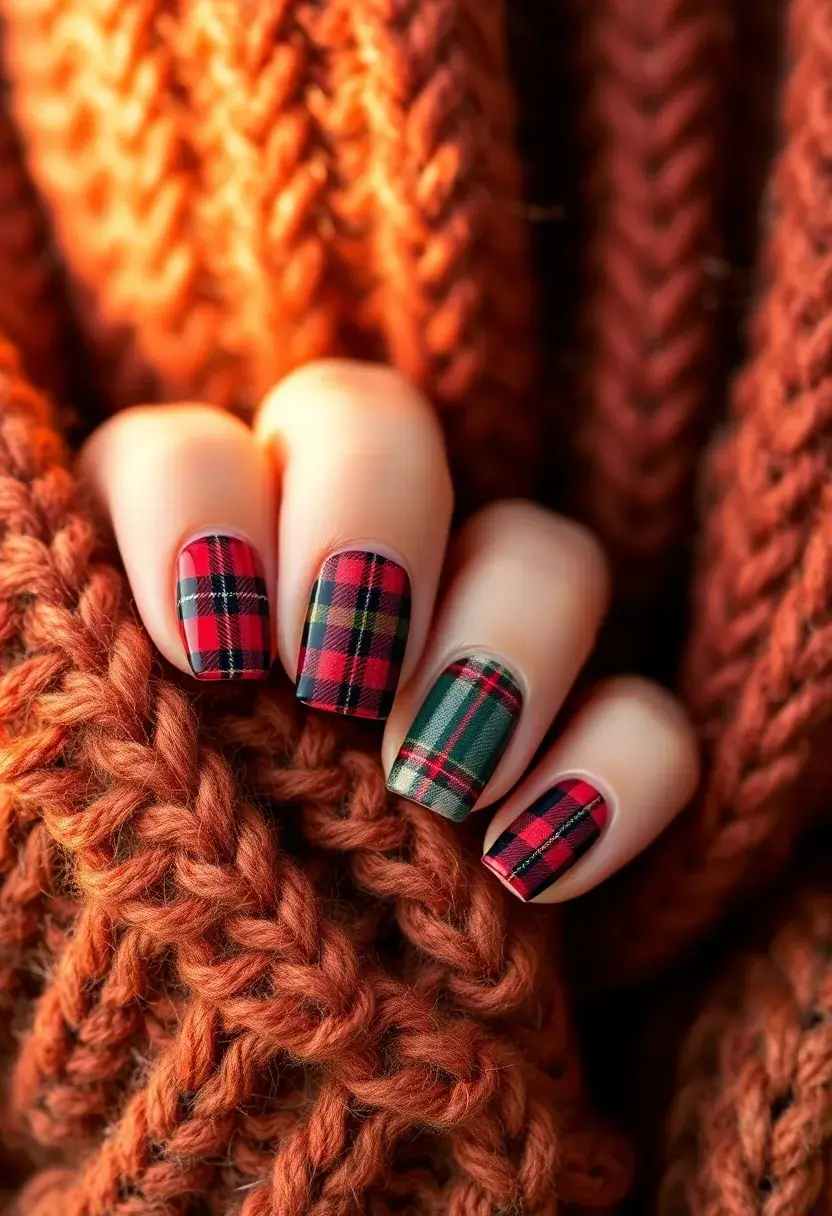 50 Winter Nail Ideas for 2025's Cozy - 42. Classic Plaid Patterns