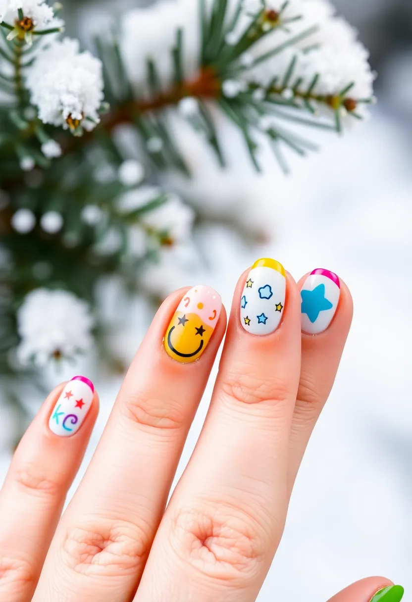 50 Winter Nail Ideas for 2025's Cozy - 47. Joyful Doodles