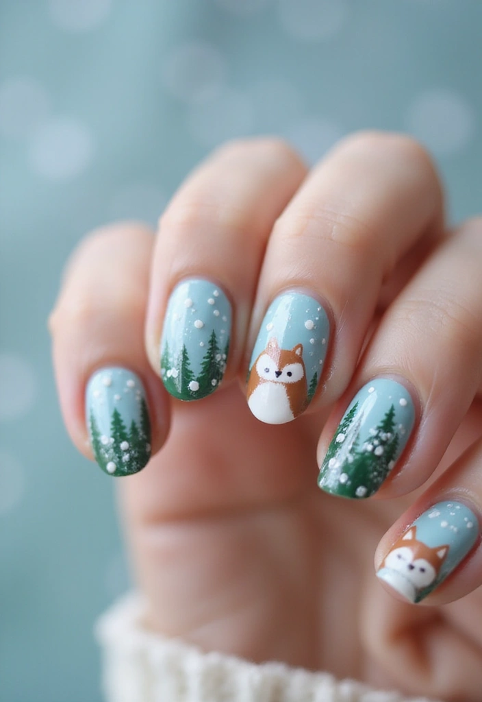 50 Winter Nail Ideas for 2025's Cozy - 5. Whimsical Winter Animals