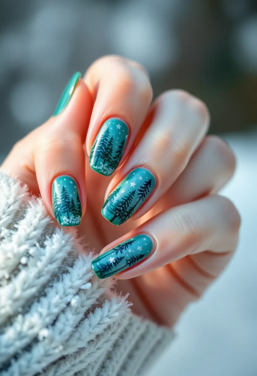 50 Winter Nail Ideas for 2025's Cozy - 50. Magical Forest