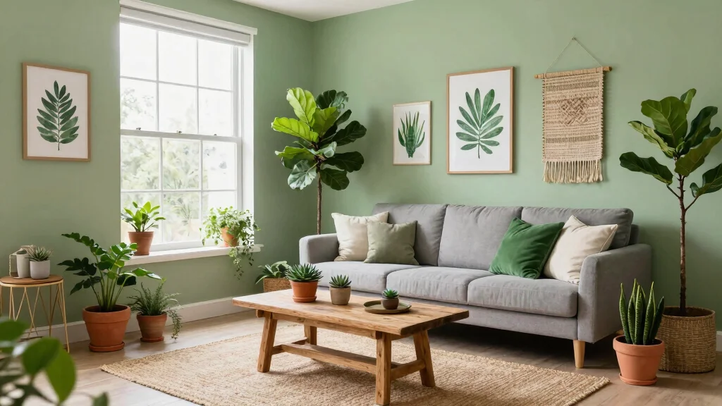 18 Green Wall Art Living Room Ideas for a Natural Touch