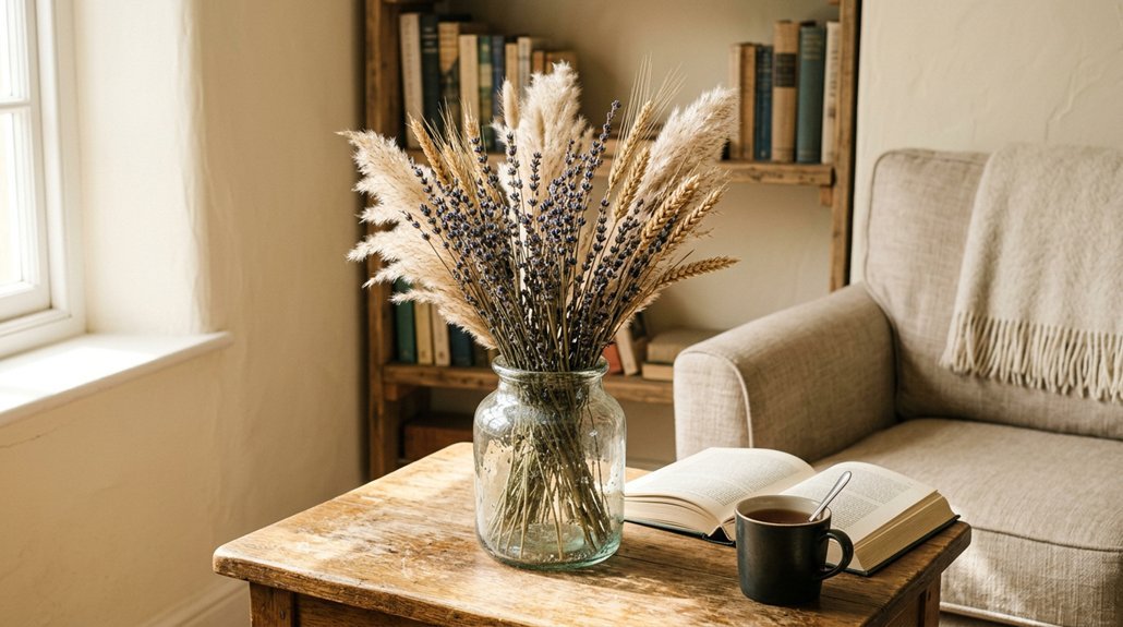 arranging dried flowers step by step