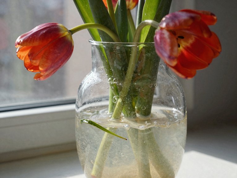 change vase water immediately if cloudy or funky