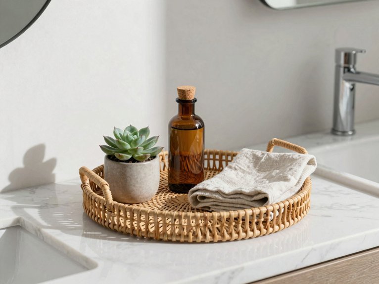 decorative tray anchors countertop organization
