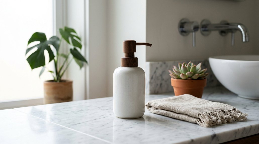 five step bathroom counter styling