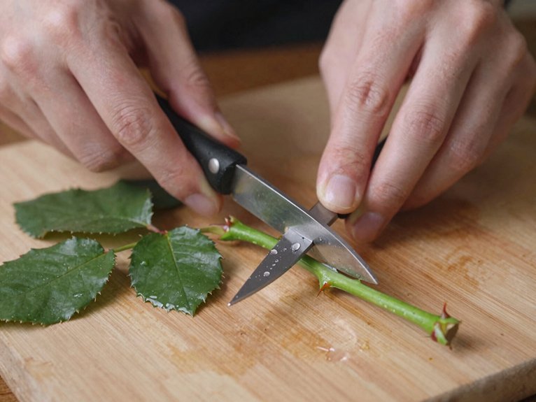 strip leaves cut at 45 degree