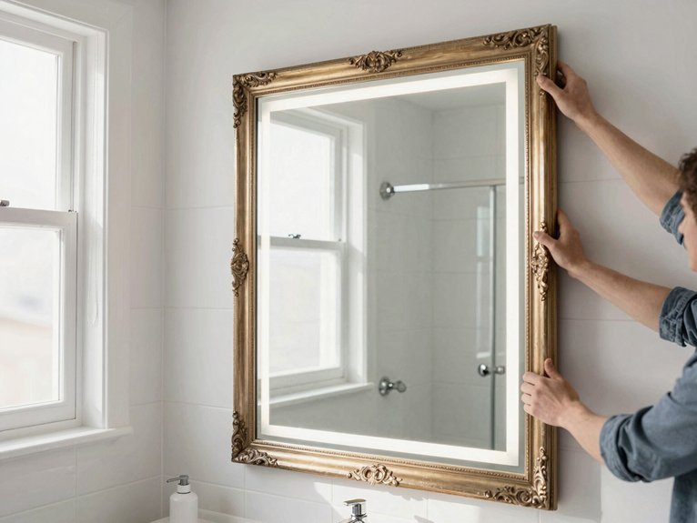 swap outdated mirror for lighter framed