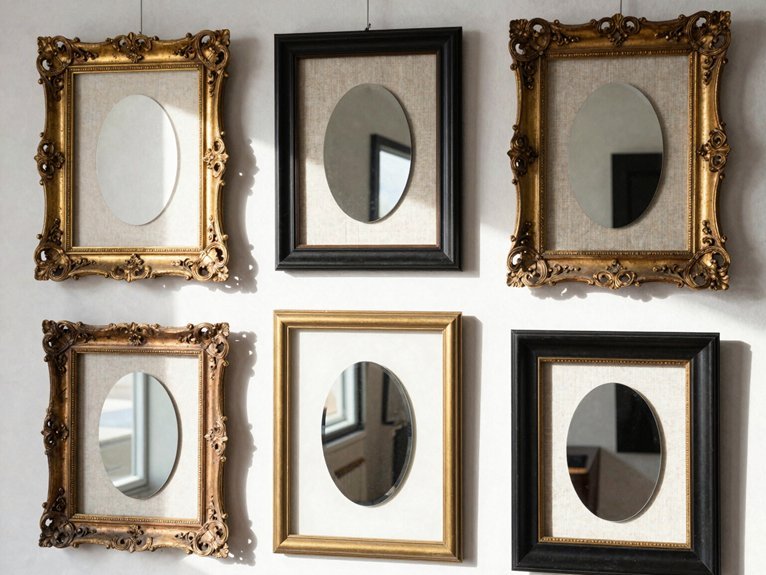 three white black wood frames